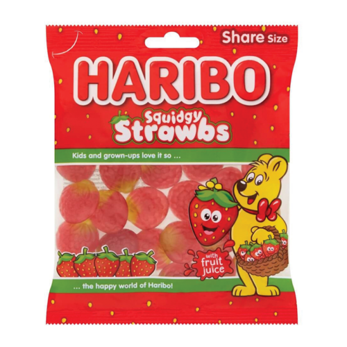 Haribo Squidgy Strawbs 160G - Case Qty - 12