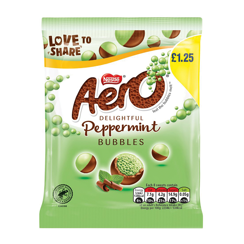 Aero Bubbles Mint Pouch 80G Pm £1.25 - Case Qty - 12