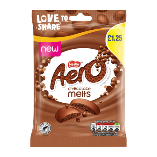 Aero Melts Chocolate Pouch 80G Pm £1.25 - Case Qty - 12