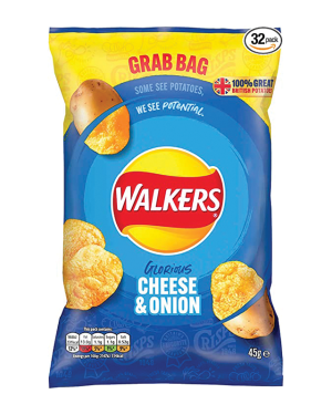 Walkers Grab Bag Cheese & Onion 45G – Case Qty – 32