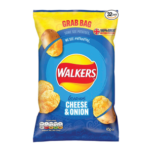 Walkers Grab Bag Cheese & Onion 45G – Case Qty – 32