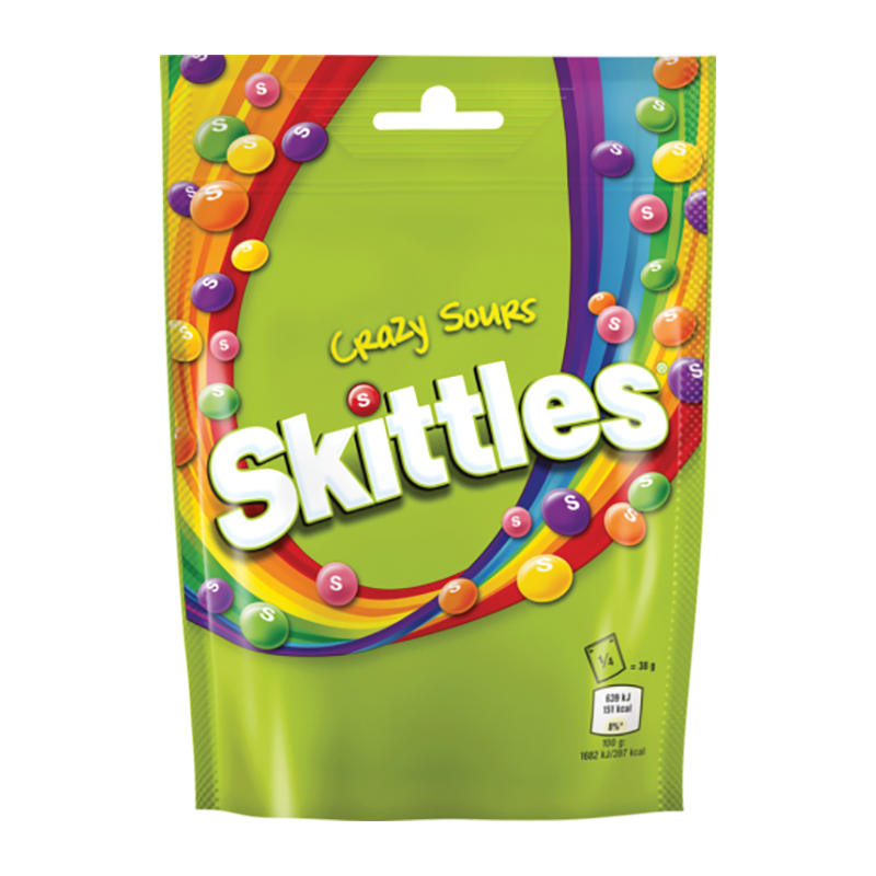 Skittles Crazy Sours Pouch 136G - Case Qty - 15