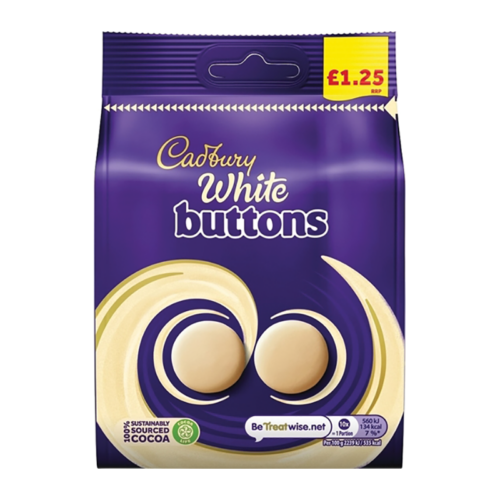 Cadburys White Buttons 95G £1.25 - Case Qty - 10