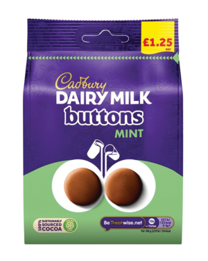 Cadburys Mint Buttons 95G £1.25 – Case Qty – 10