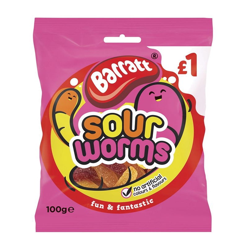 Barratt Sour Worms Pmp £1 - Case Qty - 12