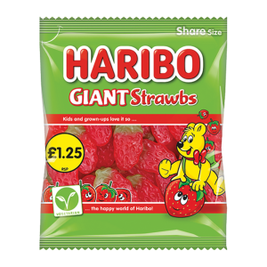 Haribo Giant Strawberries Pmp £1.25 – Case Qty – 12