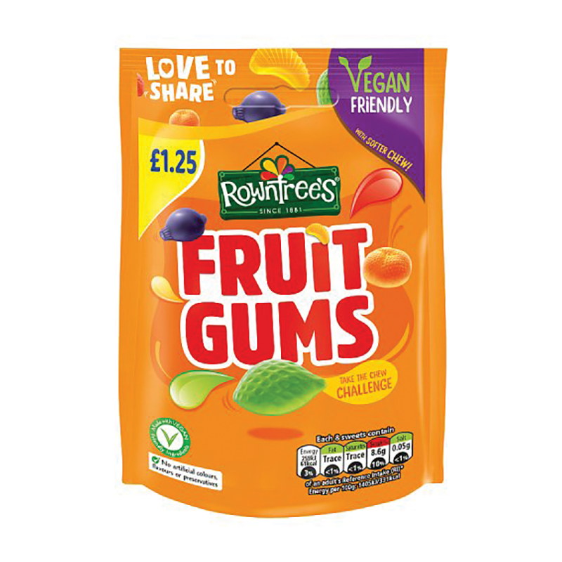 Nestle Fruit Gums Bag £1.25 120G - Case Qty - 10