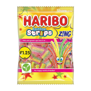 Haribo Rainbow Strips Z!Ng Pmp £1.25 – Case Qty – 12