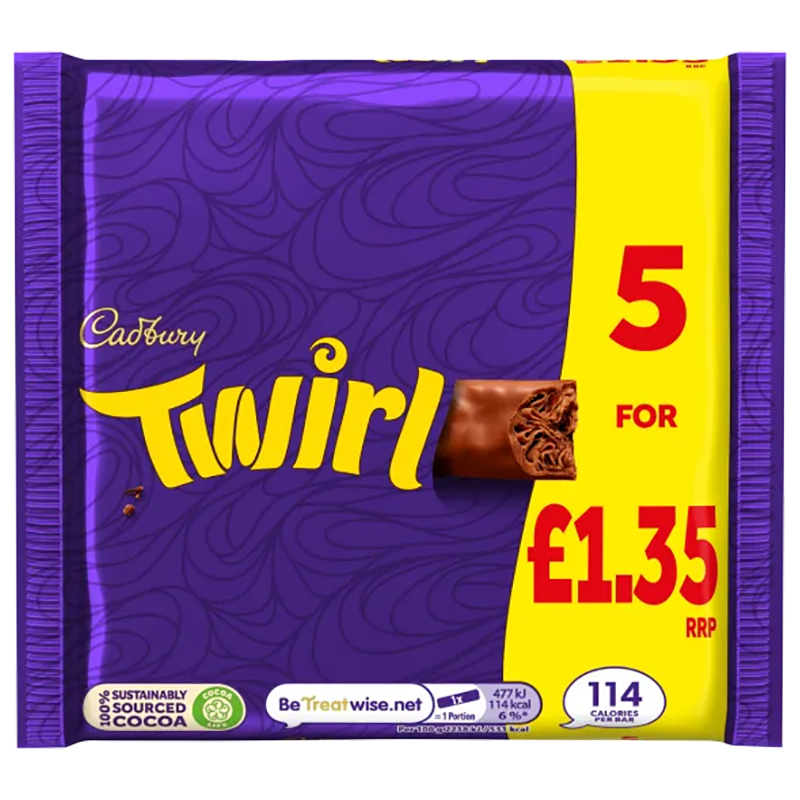 Cadbury Twirl 5Pk Pm £1.35 - Case Qty - 20