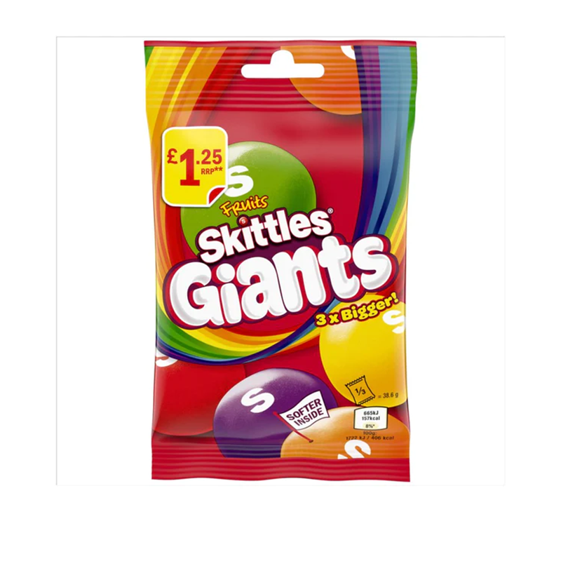 Skittles Giants Fruits Bag 116G Pm £1.25 - Case Qty - 14