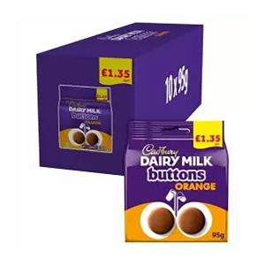 Cadburys Orange Buttons 95G £1.35 – Case Qty – 10
