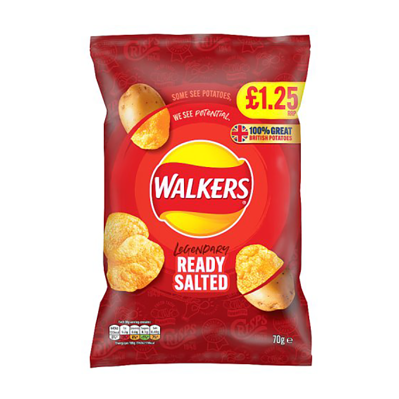 Walkers Ready Salted 70G Pm 1.25 - Case Qty - 18