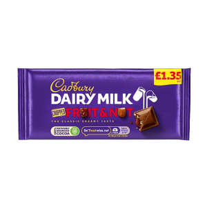 Cadburys Fruit & Nut Pmp £1.35 – Case Qty – 22