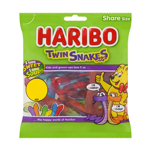 Haribo Twin Snakes Pmp £1.25 - Case Qty - 12