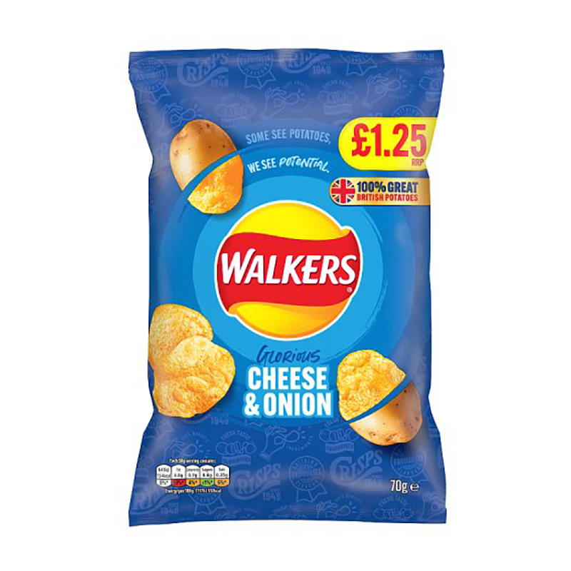 Walkers Cheese & Onion 70G Pm 1.25 - Case Qty - 18