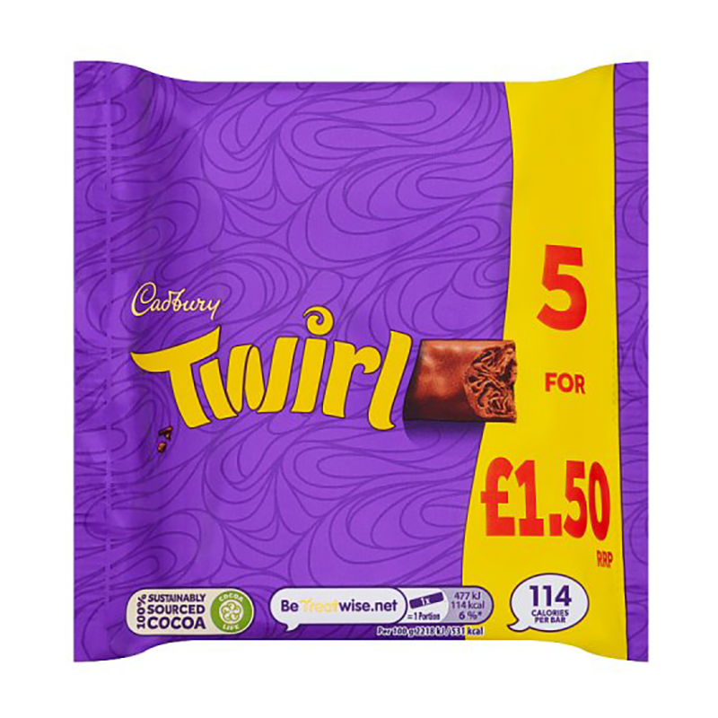 Cadbury Twirl 5Pk Pm £1.50 - Case Qty - 20