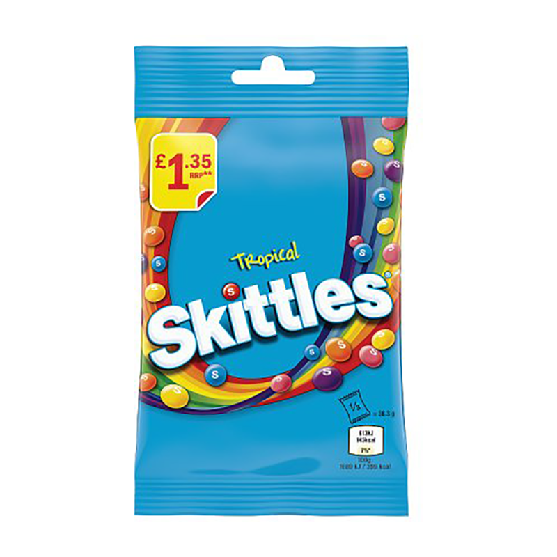 Skittles Tropical Bag 109G Pm £1.35 - Case Qty - 14